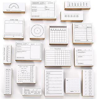 Tosnail 18 Pieces Wood Journal Stamps, Decorative Rubber Stamp Set, Cale...