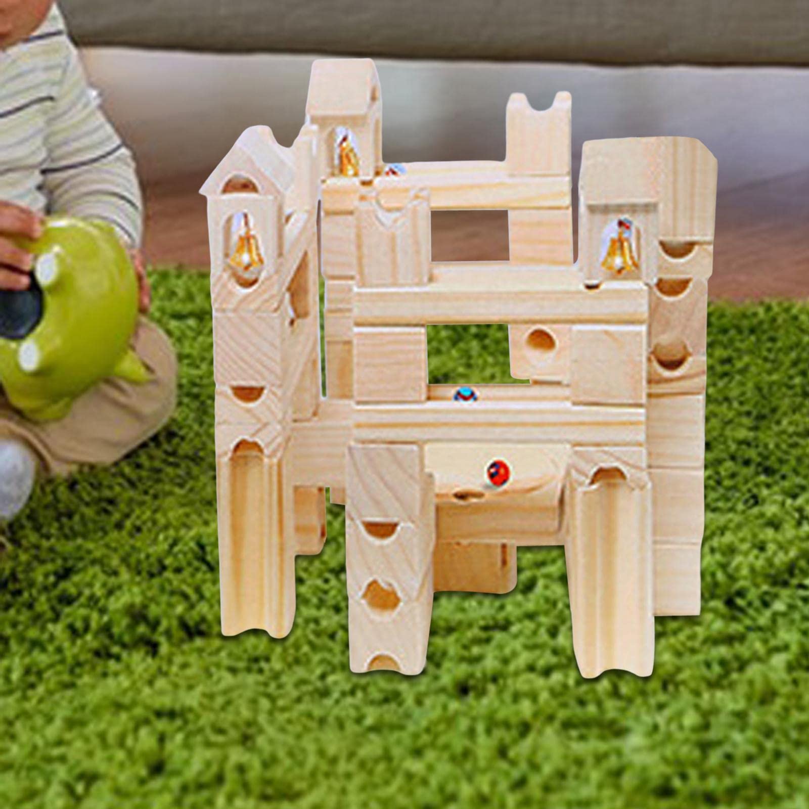 Juego de Bloques de Construcción de Madera para Crear Una Pista de, Juguete Educativo Tipo Laberinto, Ideal para El Aprendizaje Práctico Y La, 80 Piezas