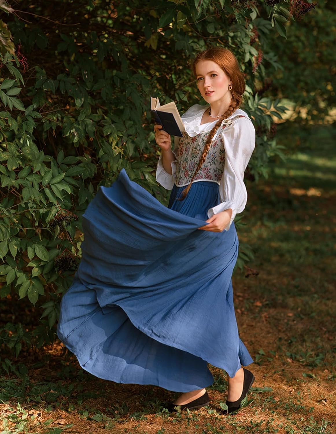 Scarlet Darkness Maxi Skirts for Women Long Flowy Boho Renaissance Skirt with Pockets - Image 5