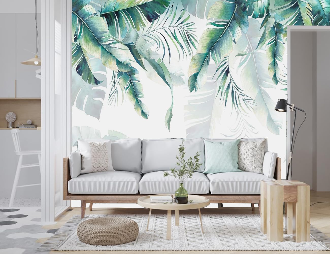 Papel pintado Panorámico Jungle 3d Seda, 410 x 280 cm Jungle Tropical - Papel pintado panorámico follaje grandes paredes póster para sala de estar, adulto habitación de los niños, estudio decoración
