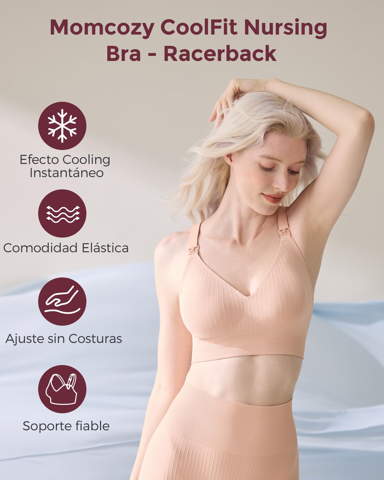 momcozy Sujetador de Lactancia Deportivo，Brasier de Maternidad con Espalda Cruzada, Racerback Sujetador de Lactancia para Yoga y Deporte, Suave y Elástico