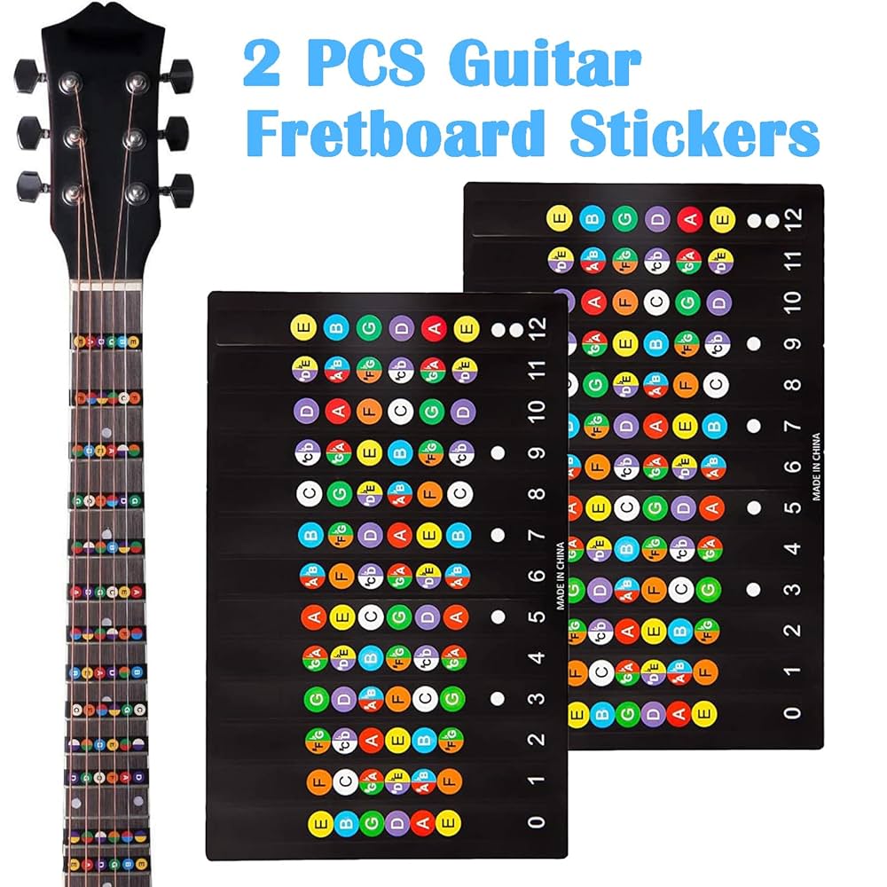 Guitar Fretboard Stickers, With Chords Scale Chart,Color