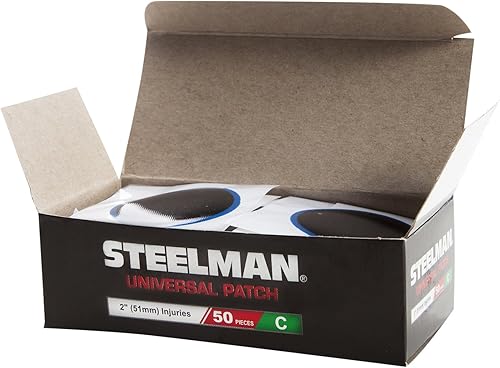 Steelman Parche radial universal de reparación de neumáticos de 2 pulgadas, químico o curado por calor, para neumáticos sin cámara, caja de 50