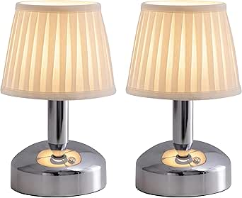 KDG Modern Cordless Small Table Lamp Set of 2, Portable LED Fabric ...