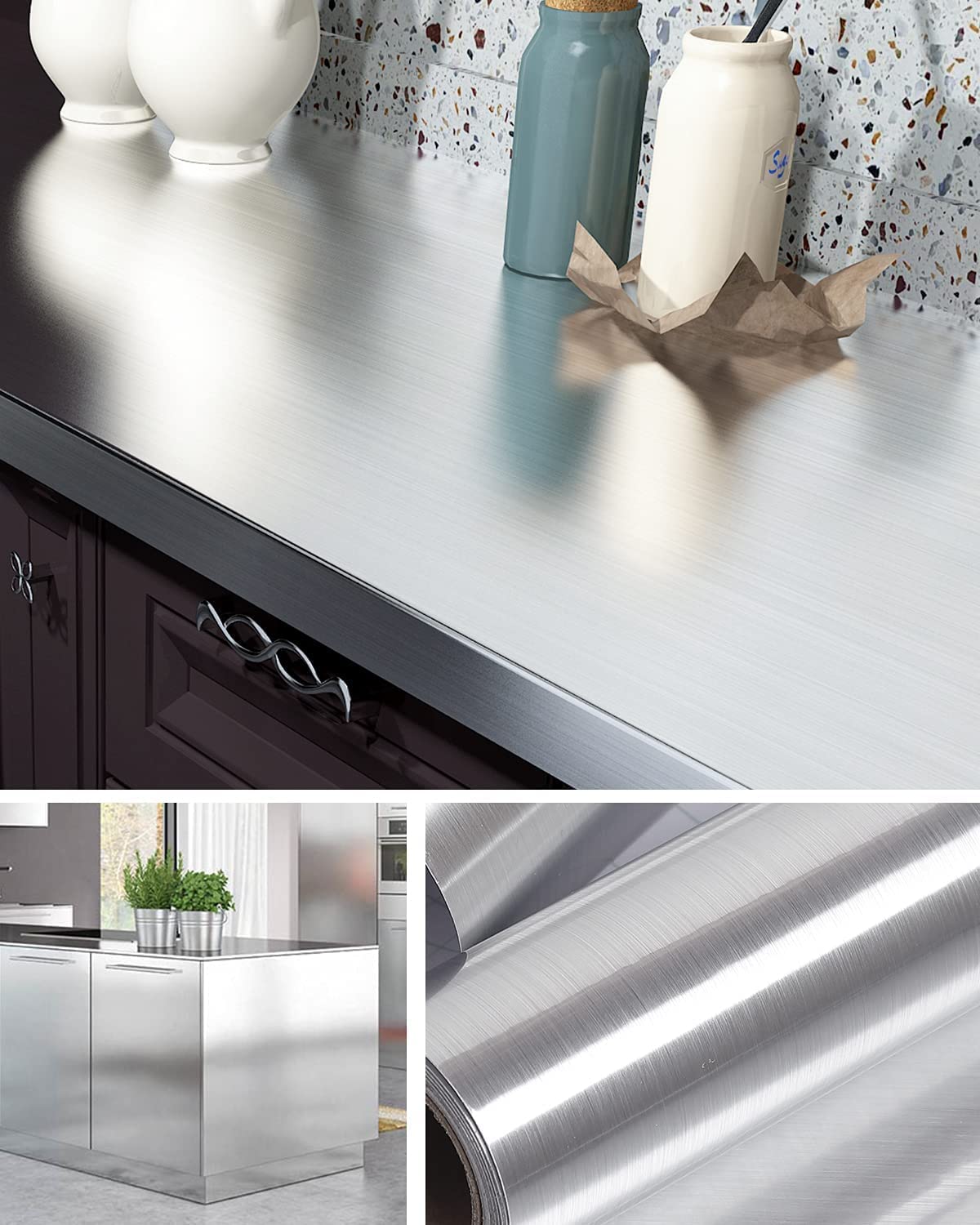 SUNBIRD Wallpaper Contact Paper Self Adhesive Removable Drawer Shelf Liners Paper Wallpaper for Appliances Door Panel Peel and Stick (24 X 48 Inch, Silver Brush) (B09QQFYB9K) Amazon Price History, Amazon Price Tracker
