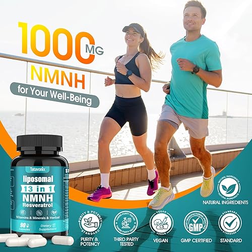 Miniatura 4 de 13 en 1 NMNH (mononucleótido de dihidronicinamida) 1000 mg por porción, alternativa de suplemento NMN con NAD+ liposomal y resveratrol, sin OMG, sin