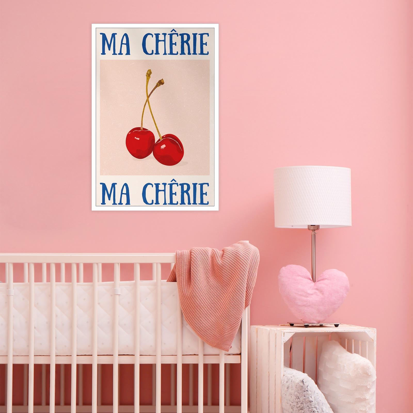 HQPCNGZ Vintage Funky Cherry Canvas Wall Art 70s Red Blue Posters Room Aesthetic Prints Painting Girls College Dorm Apartment Decor 16x24in Unframed
