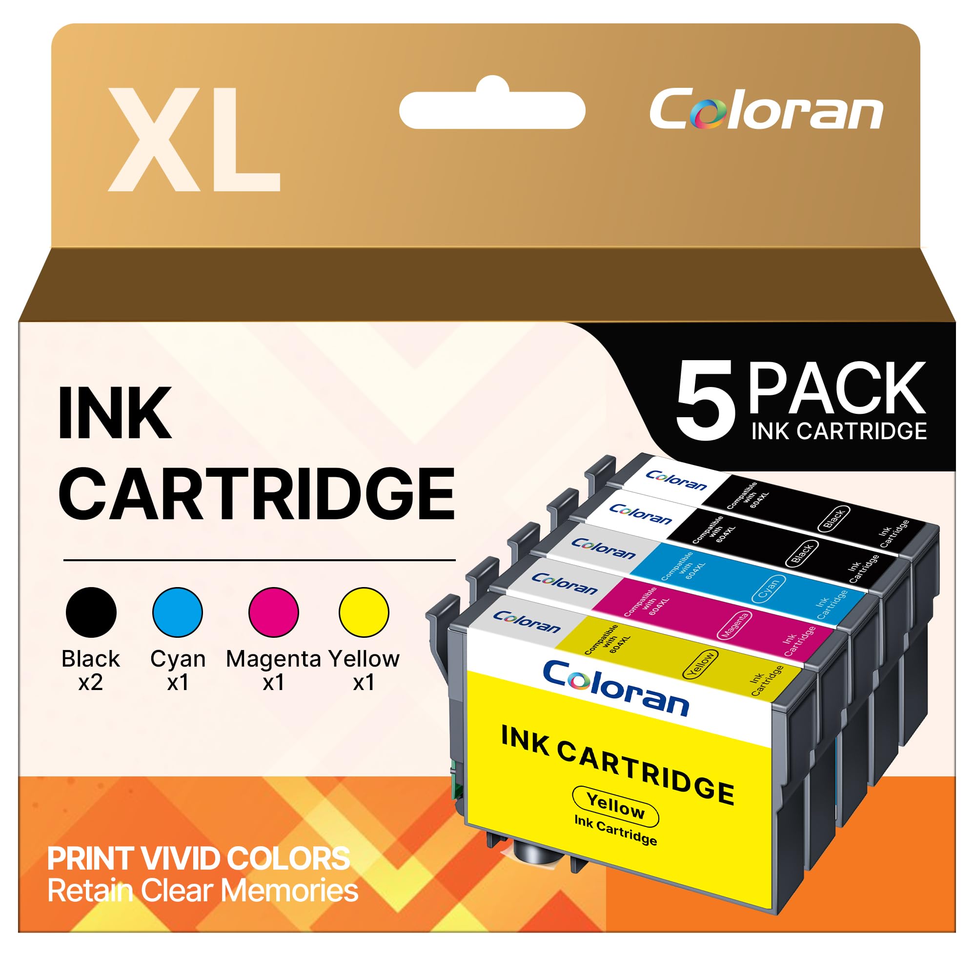 604 Druckerpatronen Kompatibel für Epson 604 XL 604XL Patronen Multipack, für Epson Expression Home XP-2200 XP-2205 XP-3200 XP-3205 XP-4200 XP-4205 Workforce WF-2910 WF-2930 WF-2935 WF-2950, 5er-Packs