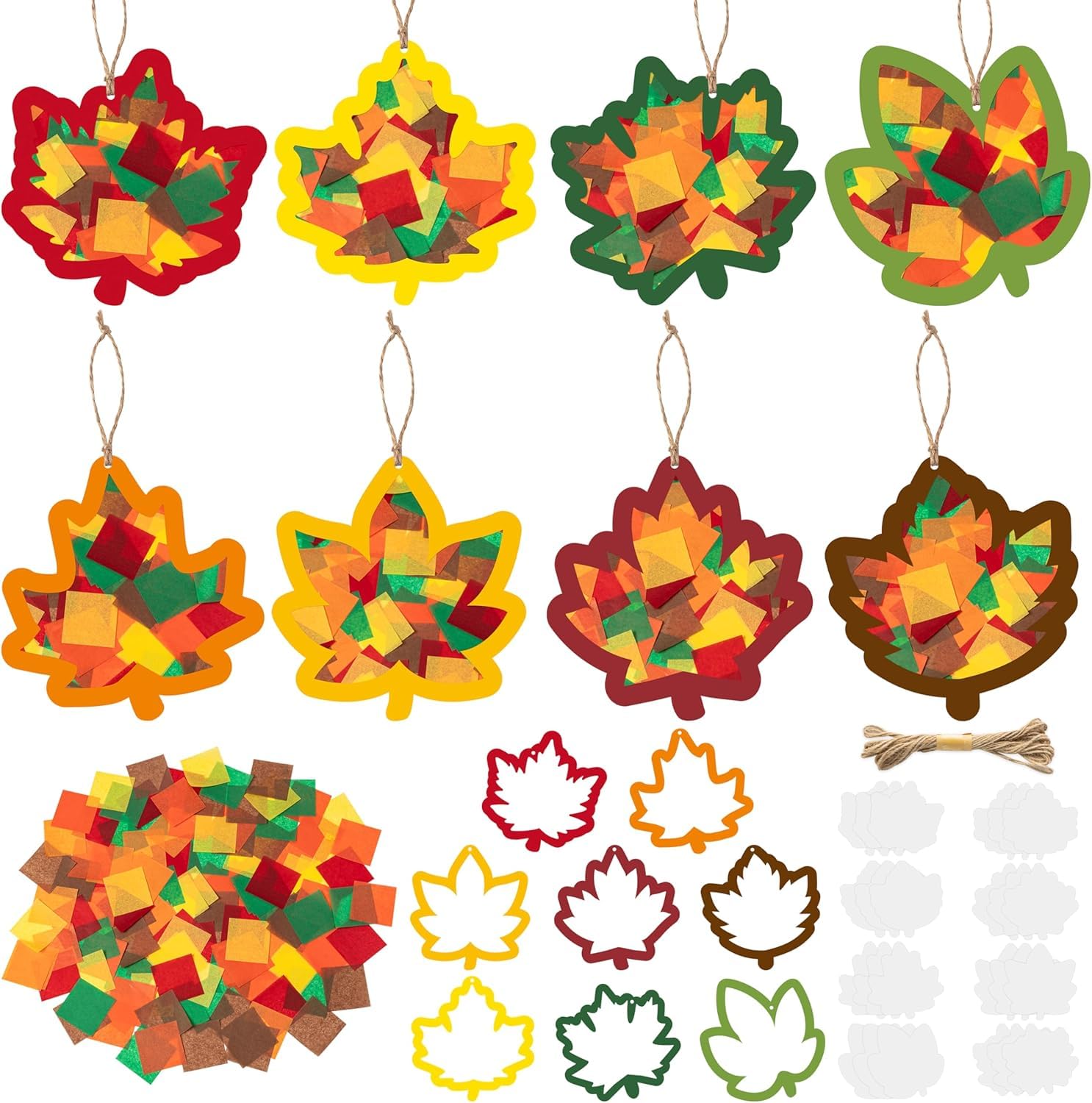 24 Sets Maple Leaf Suncatcher Paper Craft Kit – DIY Window Art for Kids