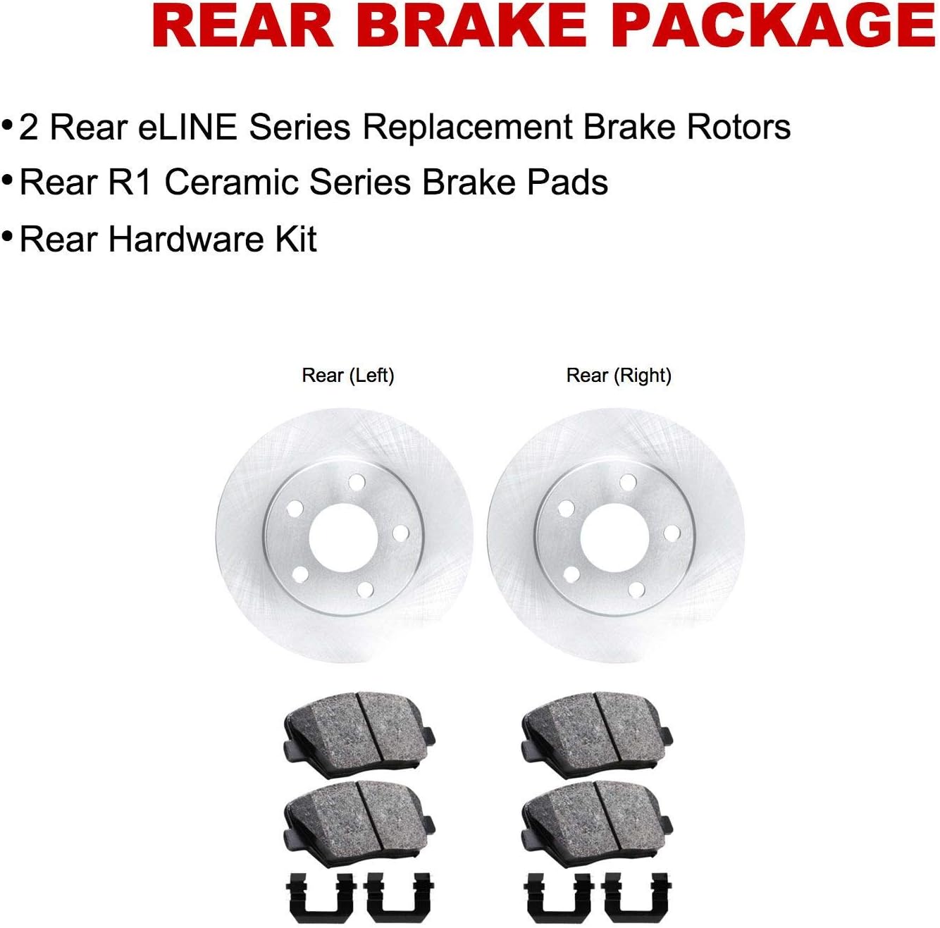 R1 Concepts Rear Brake Kit For 2012-2019 Fiat 500| Blank Brake Rotors| Ceramic Brake Pads and Rotors Kit
