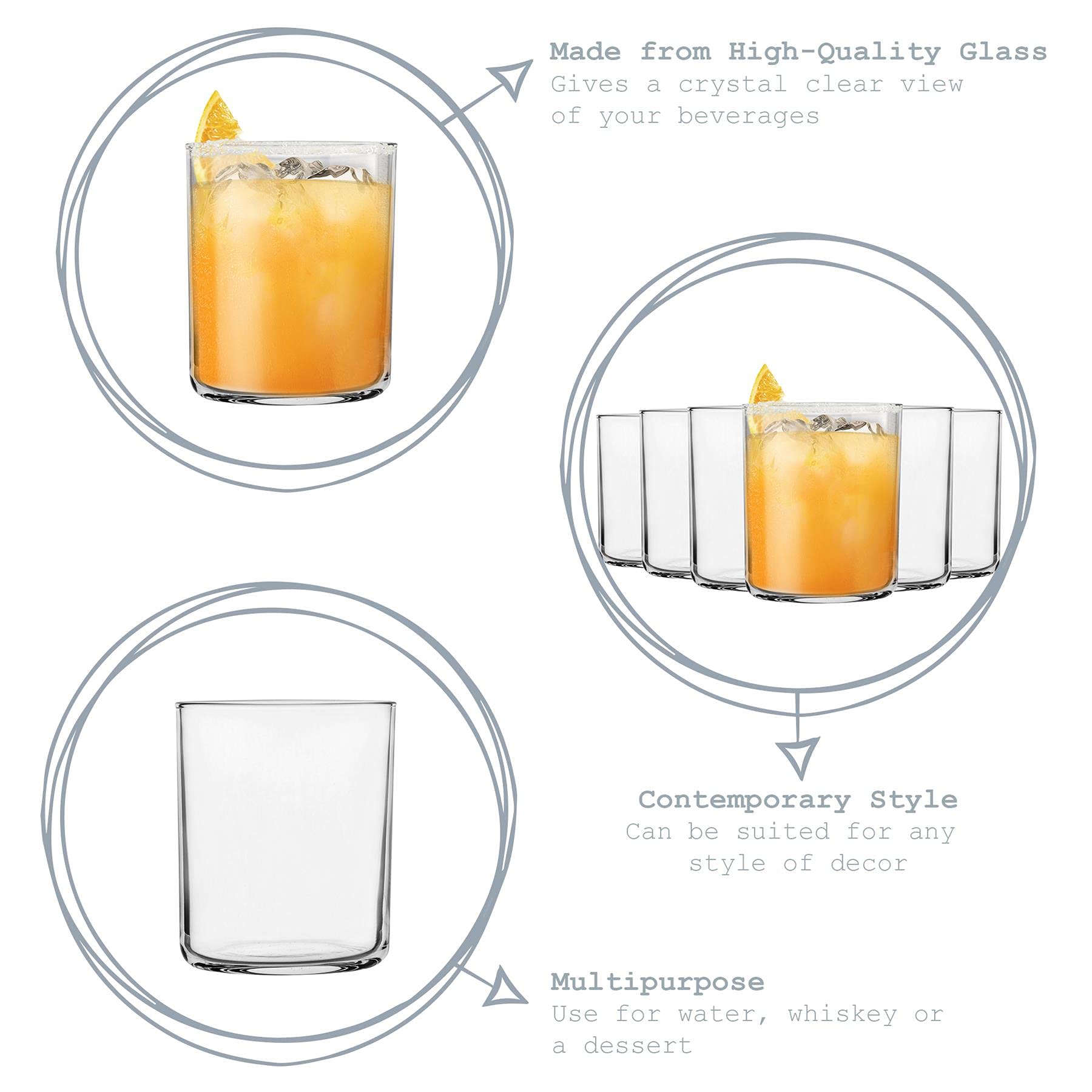 Bormioli Rocco 12 Piece Aere Boire Tumbler Lunettes Set - Gobelets Style Contemporain pour l'eau, jus, Whisky - 280ml