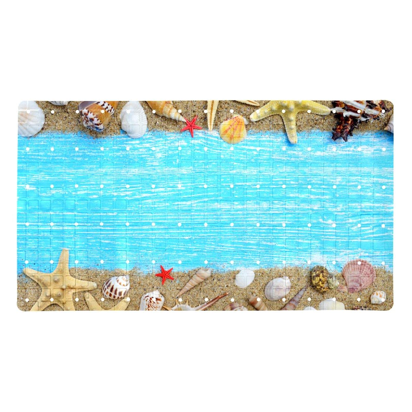 Rutschfeste Badematten mit Seestern-Motiv für Badezimmer, rechteckige Badewannenmatte, maschinenwaschbar, 39 x 70 cm