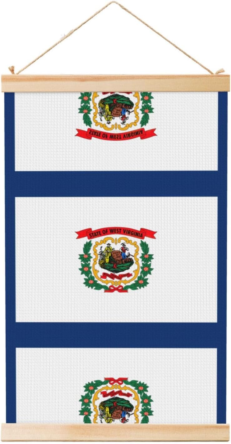 West Virginia State Flag Print Poster Hanger,Hanging Poster, Poster Frame,Wood Poster Hanger, For Wall Hanging
