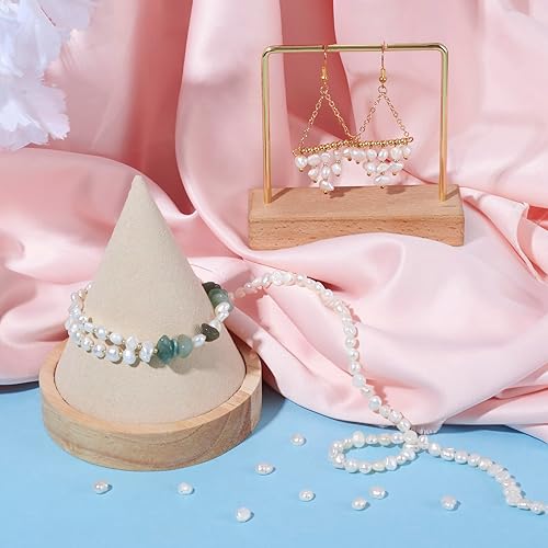 Miniatura 2 de Beadthoven - 140 unidades de 2 hebras de perlas de agua dulce cultivadas naturales de 4 a 0.197 in, perlas blancas sueltas para manualidades,