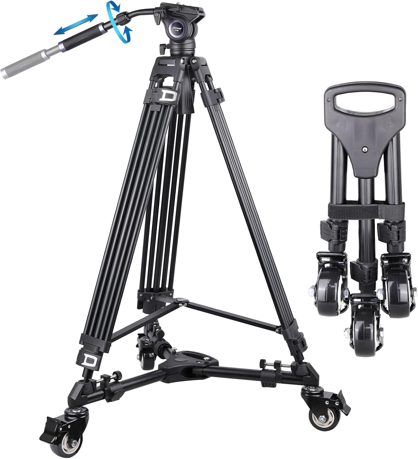 Video Tripod with Heavy Duty Tripod Dolly ARTCISE