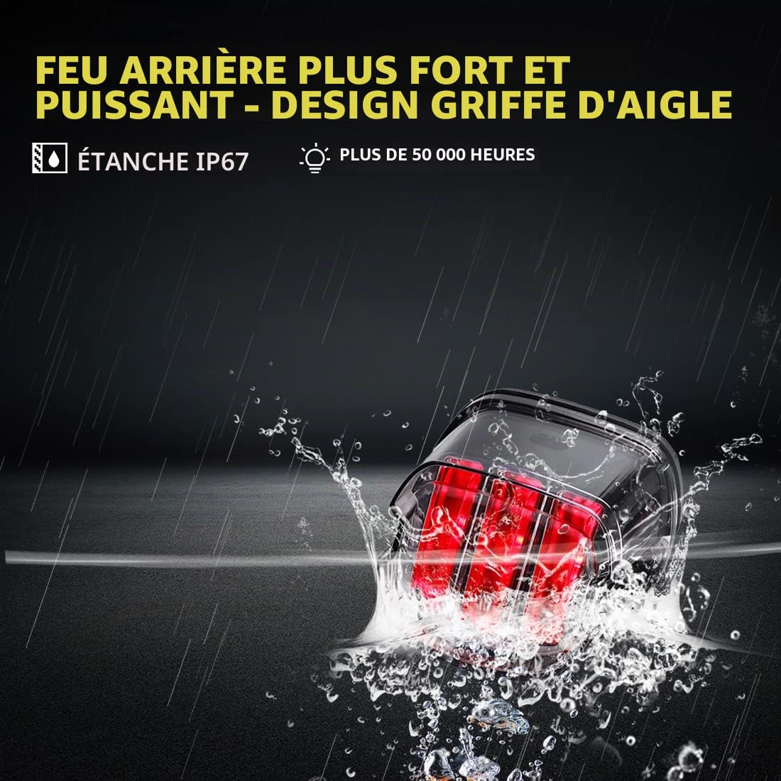 Feu arrière LED moto avec clignotant intégré