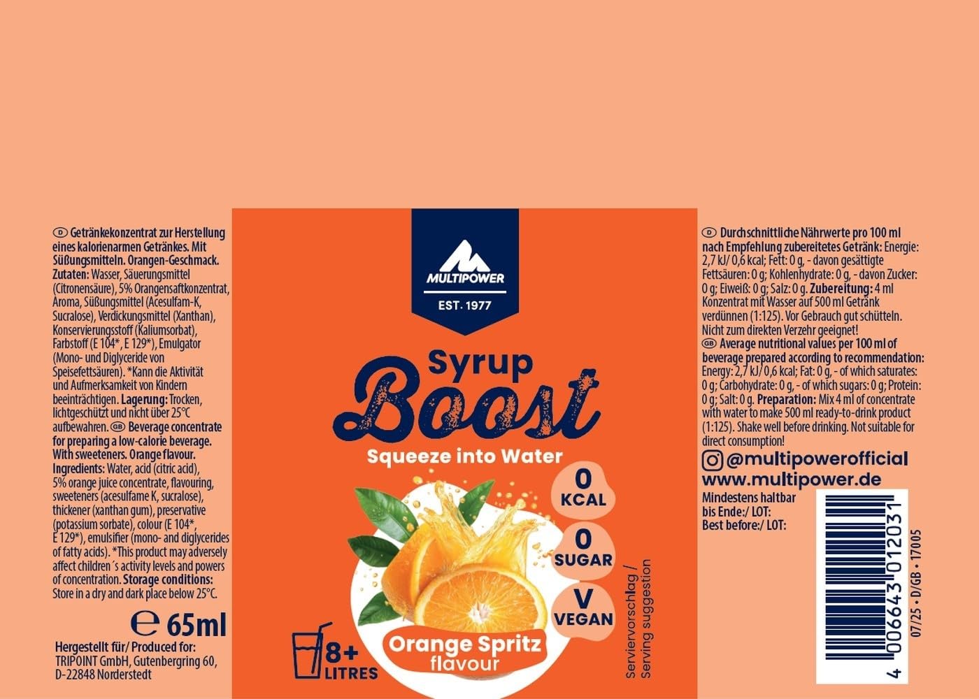 Multipower Syrup Boost Orange Spritz, 65 ml – Ansicht 5