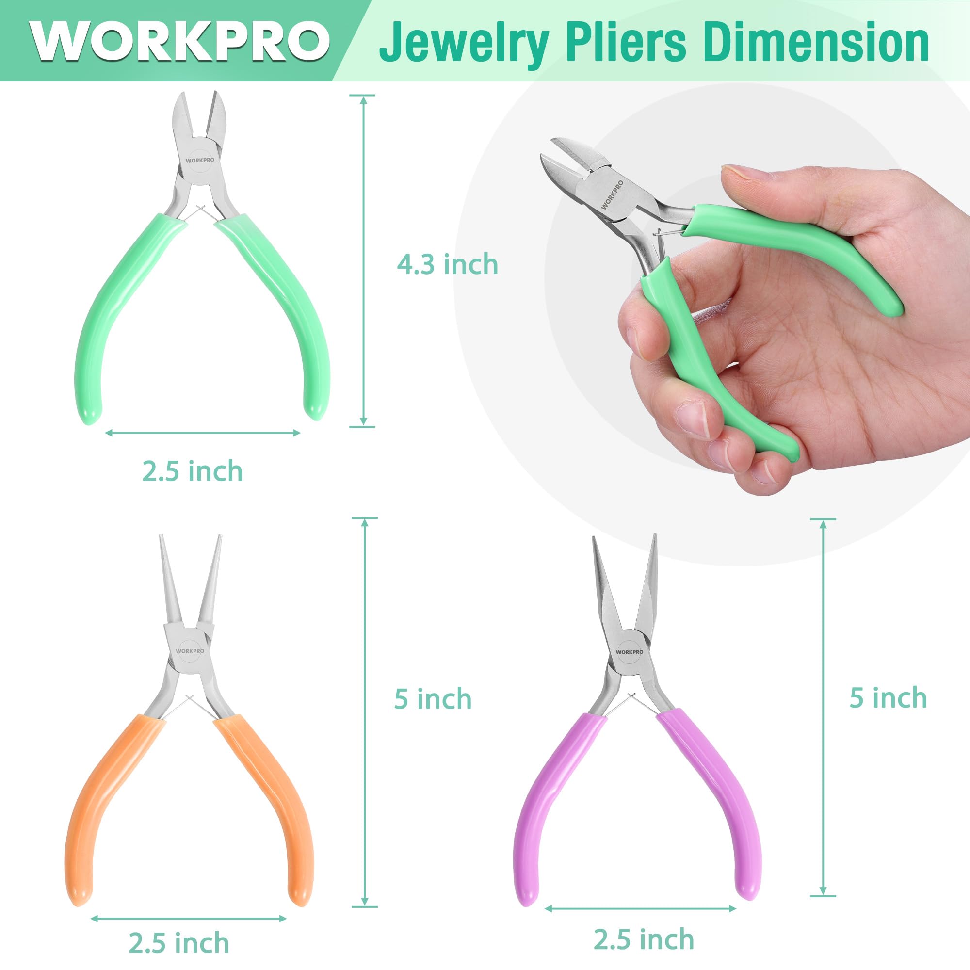 WORKPRO Jewelry Pliers Set - 3-Piece Mini Kit -2