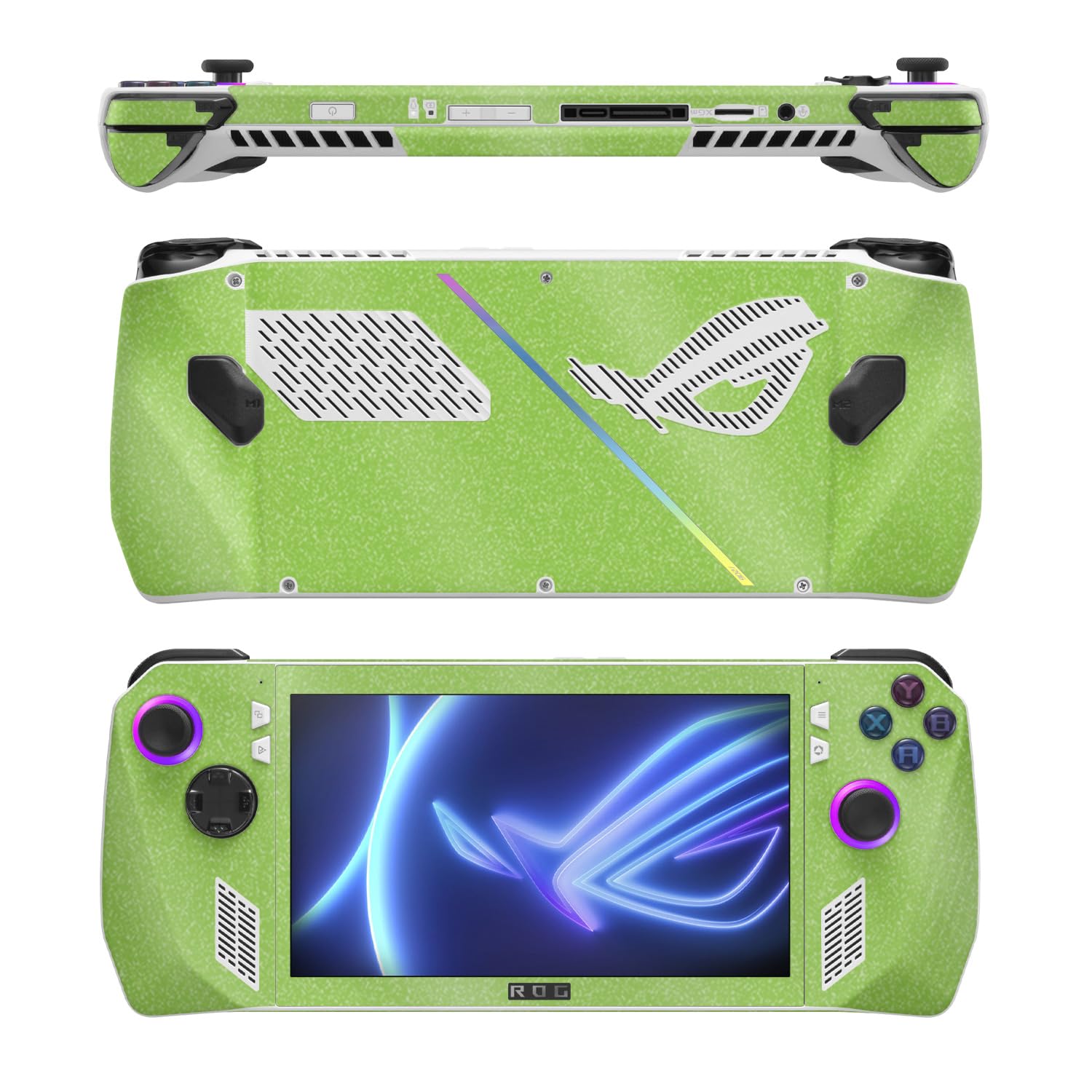 MightySkins Glossy Glitter Skin Compatible with Asus ROG Ally - Solid Lime Green | Protective, Durable High-Gloss Glitter Finish | Easy to Apply