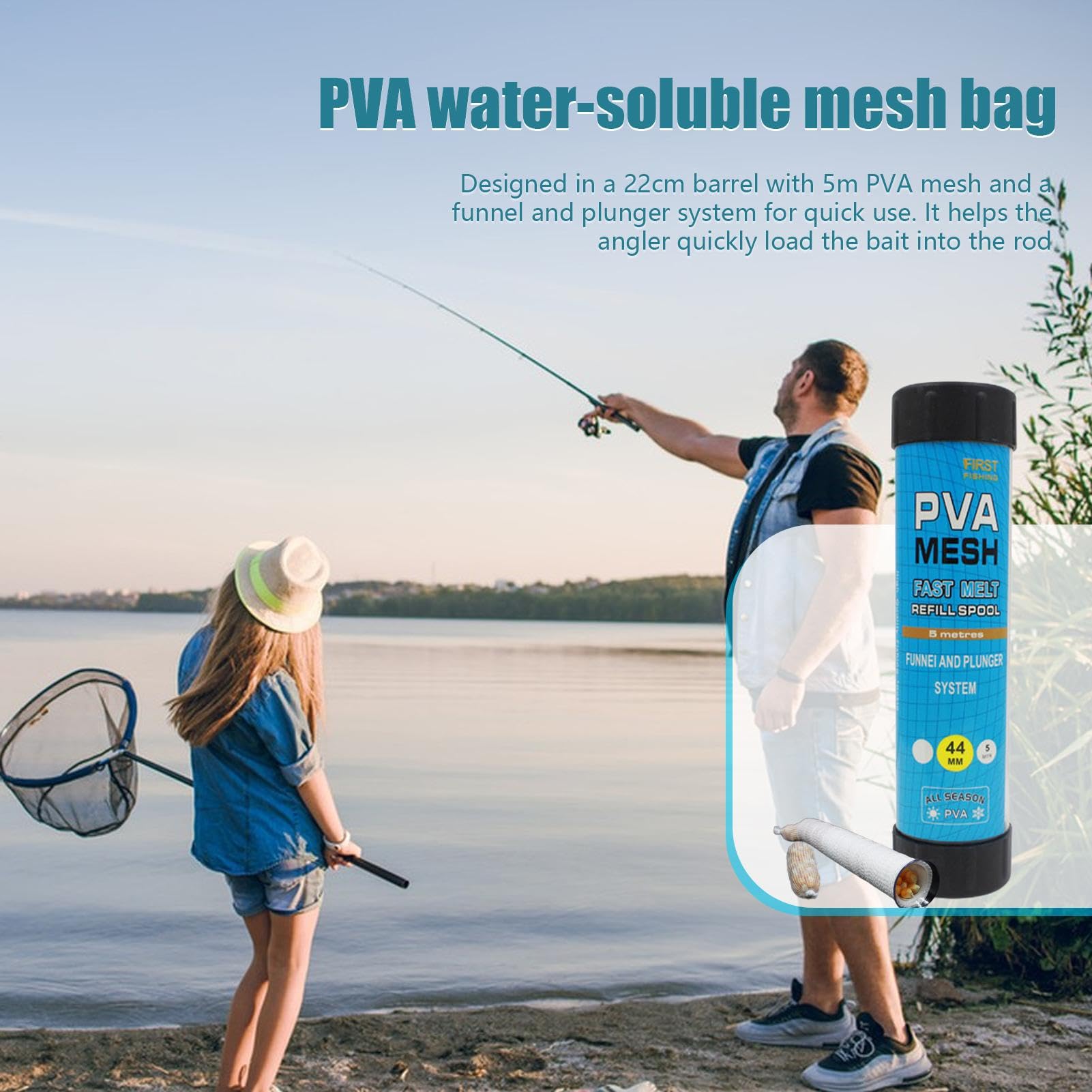 Sollee Cargador De Bolsas PVA Para Pesca – 50 Unidades, Soluble En Agua Fría, Sin Cinta, Para Carnada Y Pellets