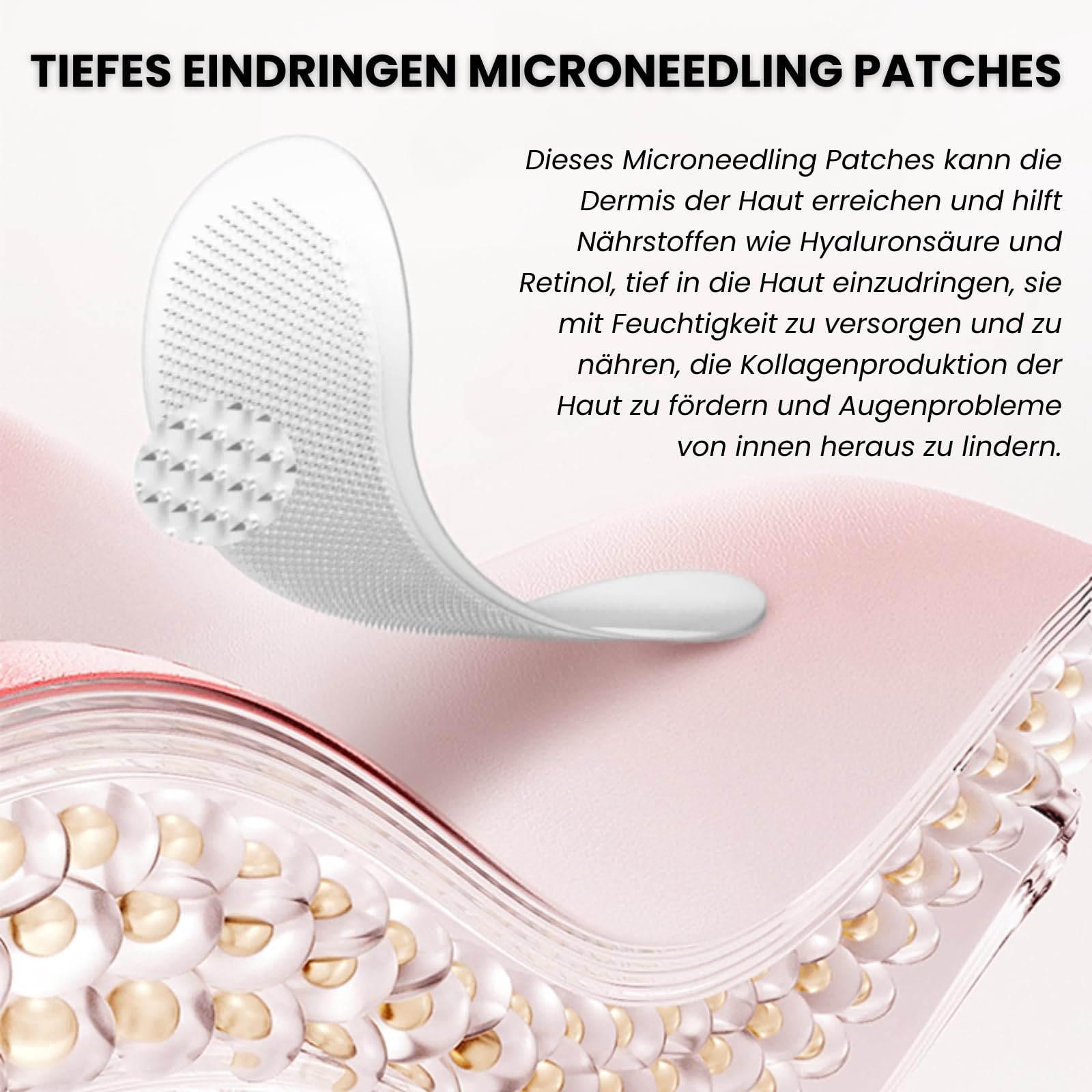 Patches per Microneedling 4 Paia, Patches per Microneedling per gli Occhi Contro Borse e Rughe, Pad per Occhi per Microneedling Contro Occhiaie, Set di Microneedling all'Acido Ialuronico Riduce Rughe