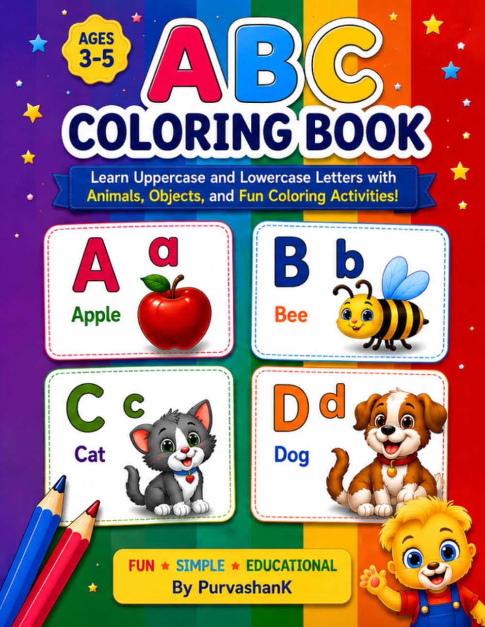 ABC Coloring Book: Learn Uppercase and Lowercase Letters, Animals, Objects, and Early Vocabulary Through Fun Coloring Activities