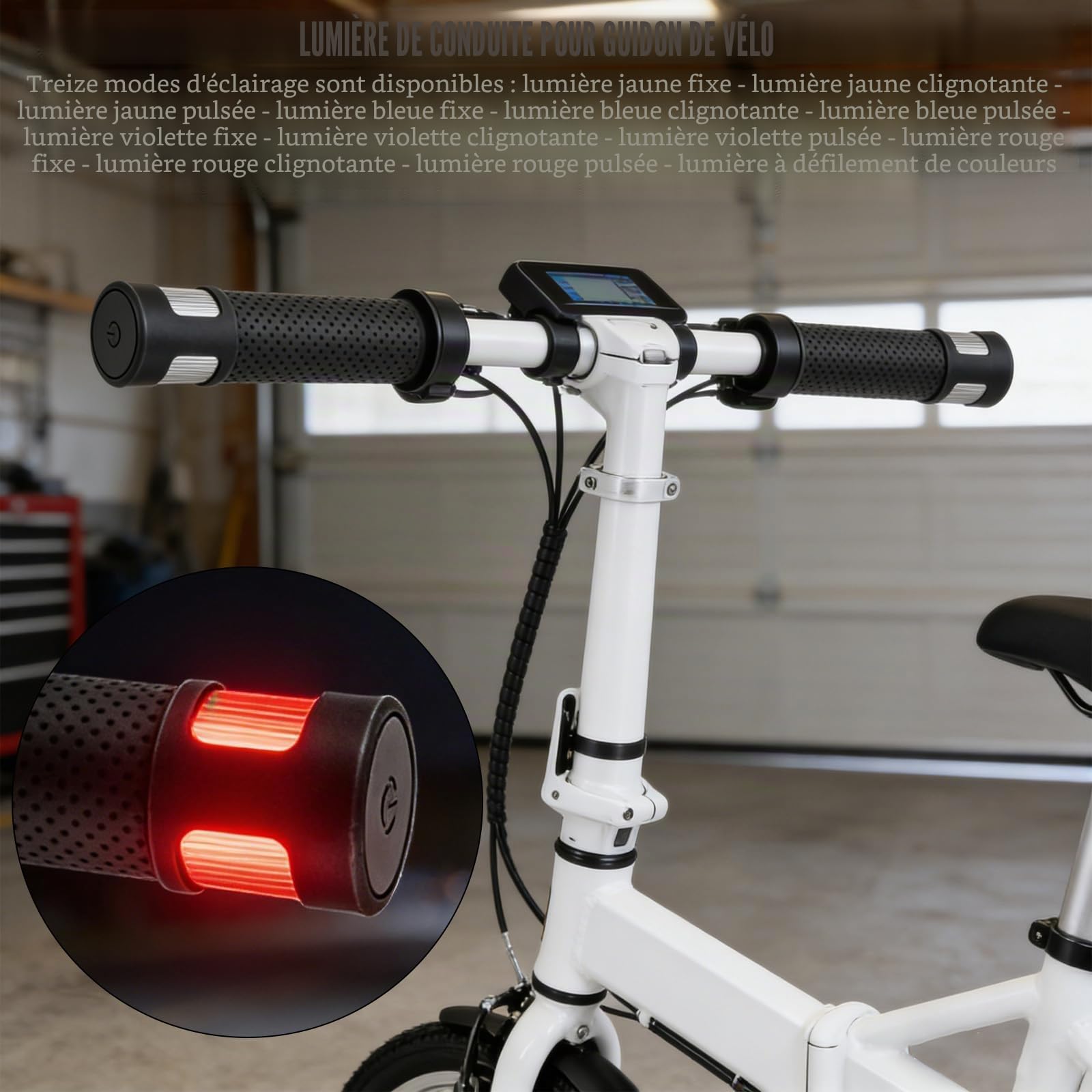 1 Paire Lumière De Guidon, 14,3 X 3,9 cm E Scooter Clignotant, Poignée De Guidon De Scooter E, Poignée Clignotante De Scooter Clignotant LED Voyant De Guidons Etanche Pour Le Cyclisme Longue Distance