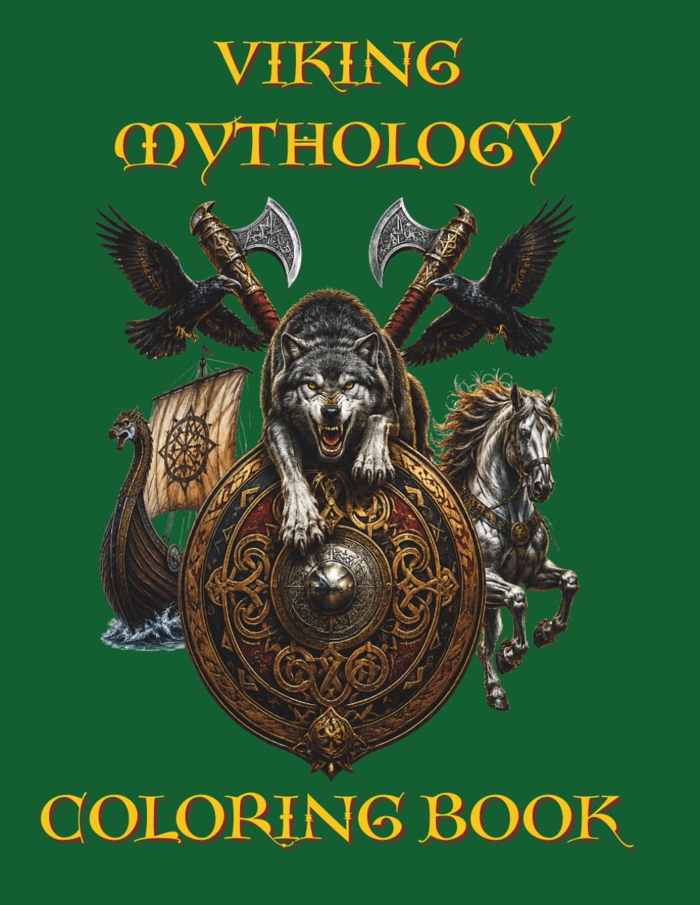 VIKING MYTHOLOGY COLORING BOOK: Go Back in Time to The Era of the Vikings, Immerse Yourself in Their World and Bring Them Back to Life on 39 Beautiful Images.