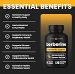 Berberine 1200mg Complex – 120 Count - Highest Purity 97% Berberine HCl + Patented Berbevis Phytosome for Max Absorption – Ultra Strength Capsules With Grape Seed Extract - Berberine Supplement Supports Glucose Metabolism & Healthy Blood Sugar Levels