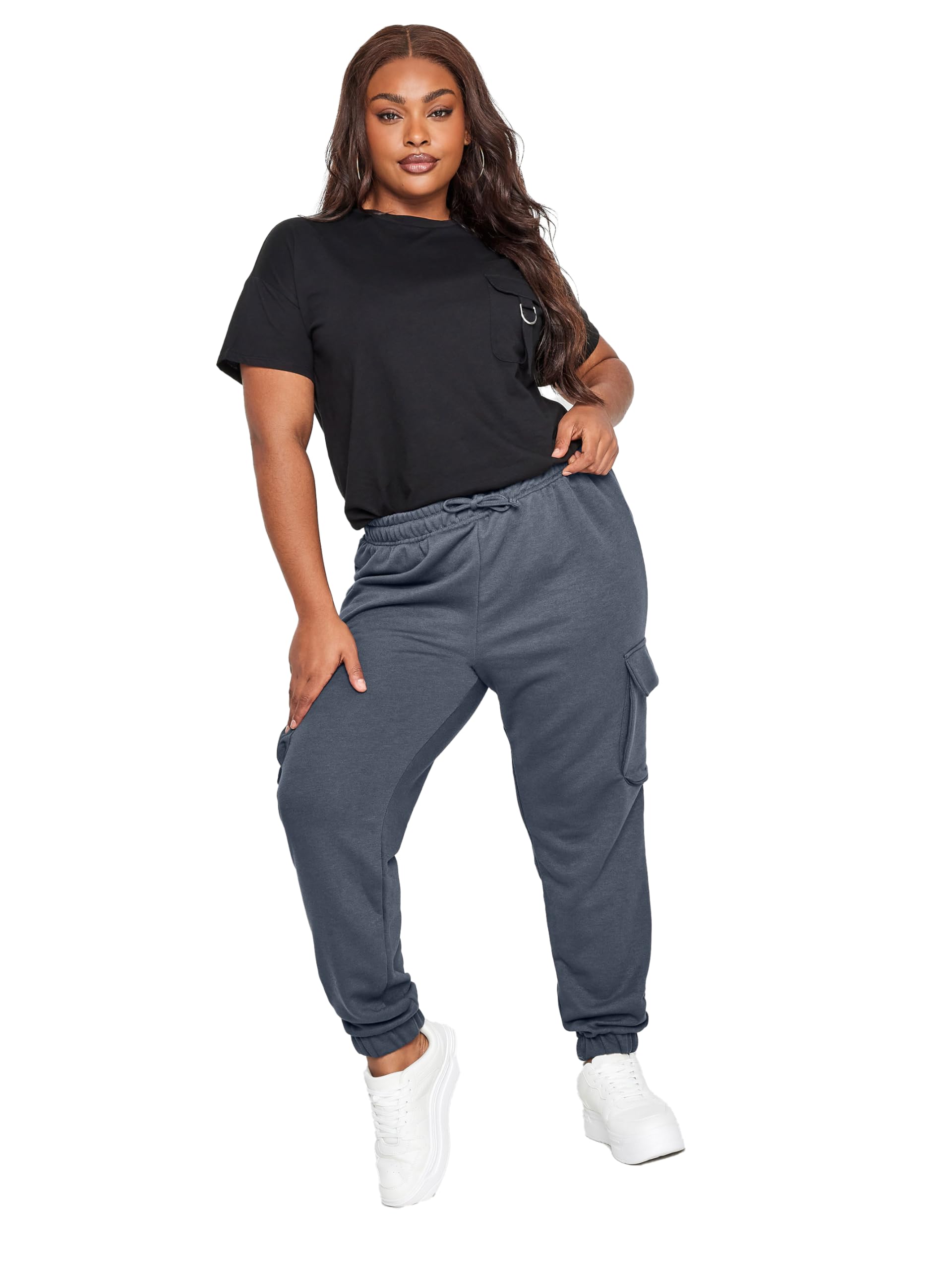Yours Women's Grey Curve Cargo Joggers - Plus Curve 22-24 Plus