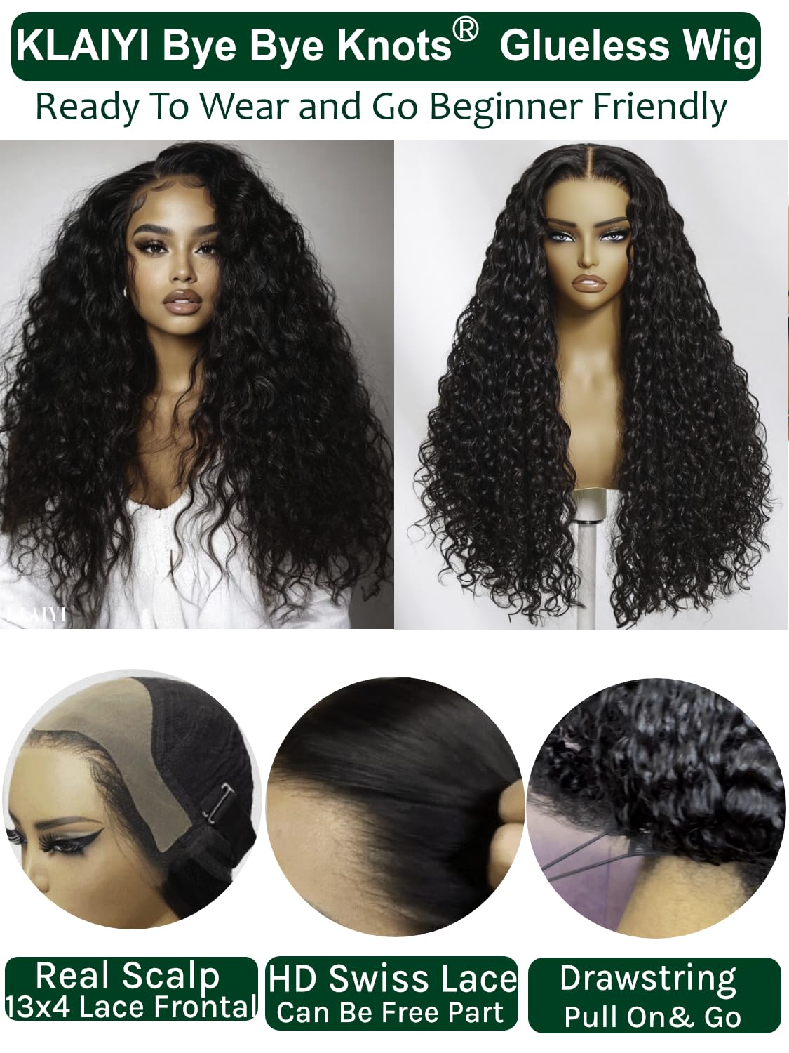 Amazon.com : KLAIYI Water Wave HD Real Scalp Glueless Precut 13x4