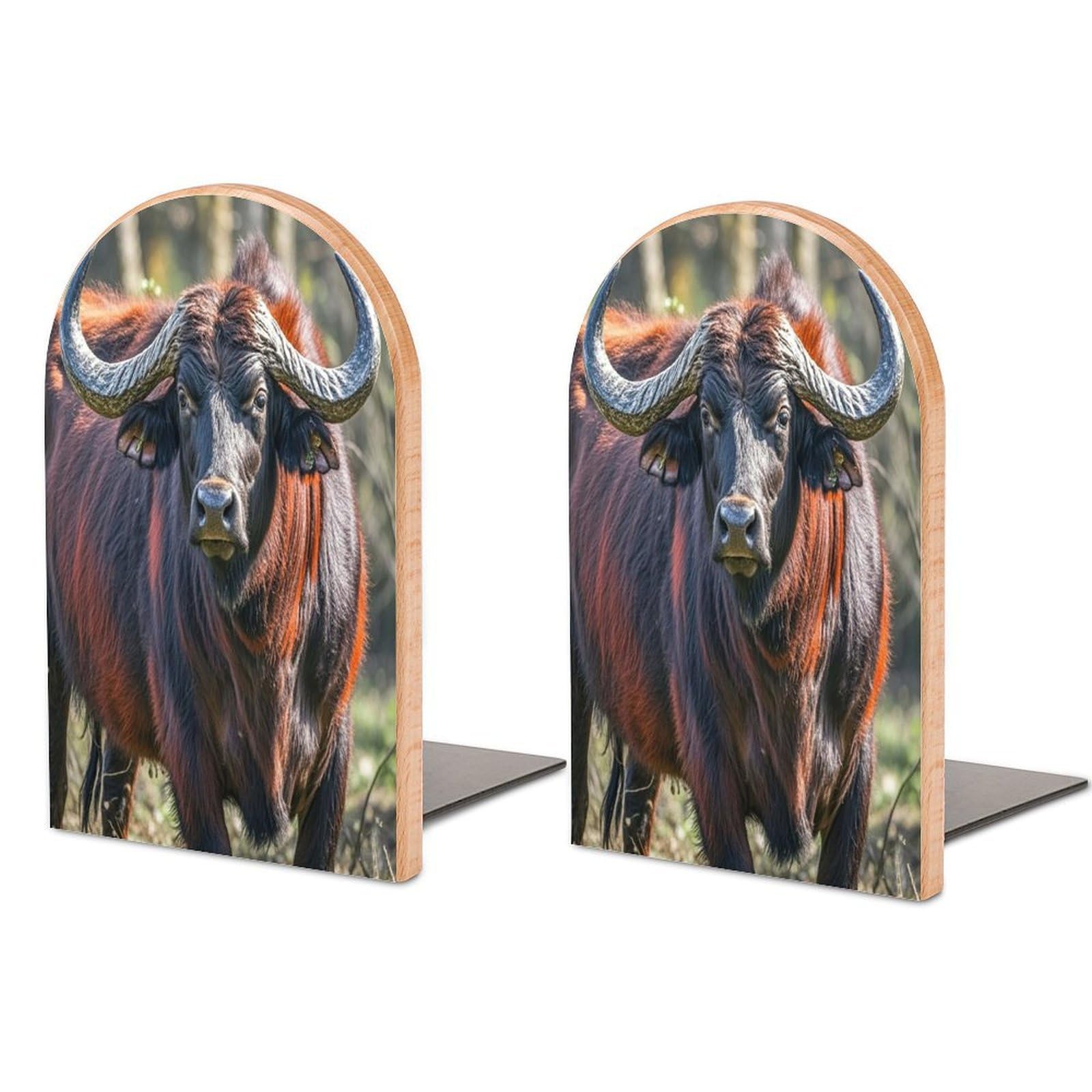 Cow Bookend for Shelves Unique Book End Sturdy Books Holder Heavy Duty Wooden Bookends Support Non-Slip Book Organizers Decorative Modern Bookend Holder for Home
