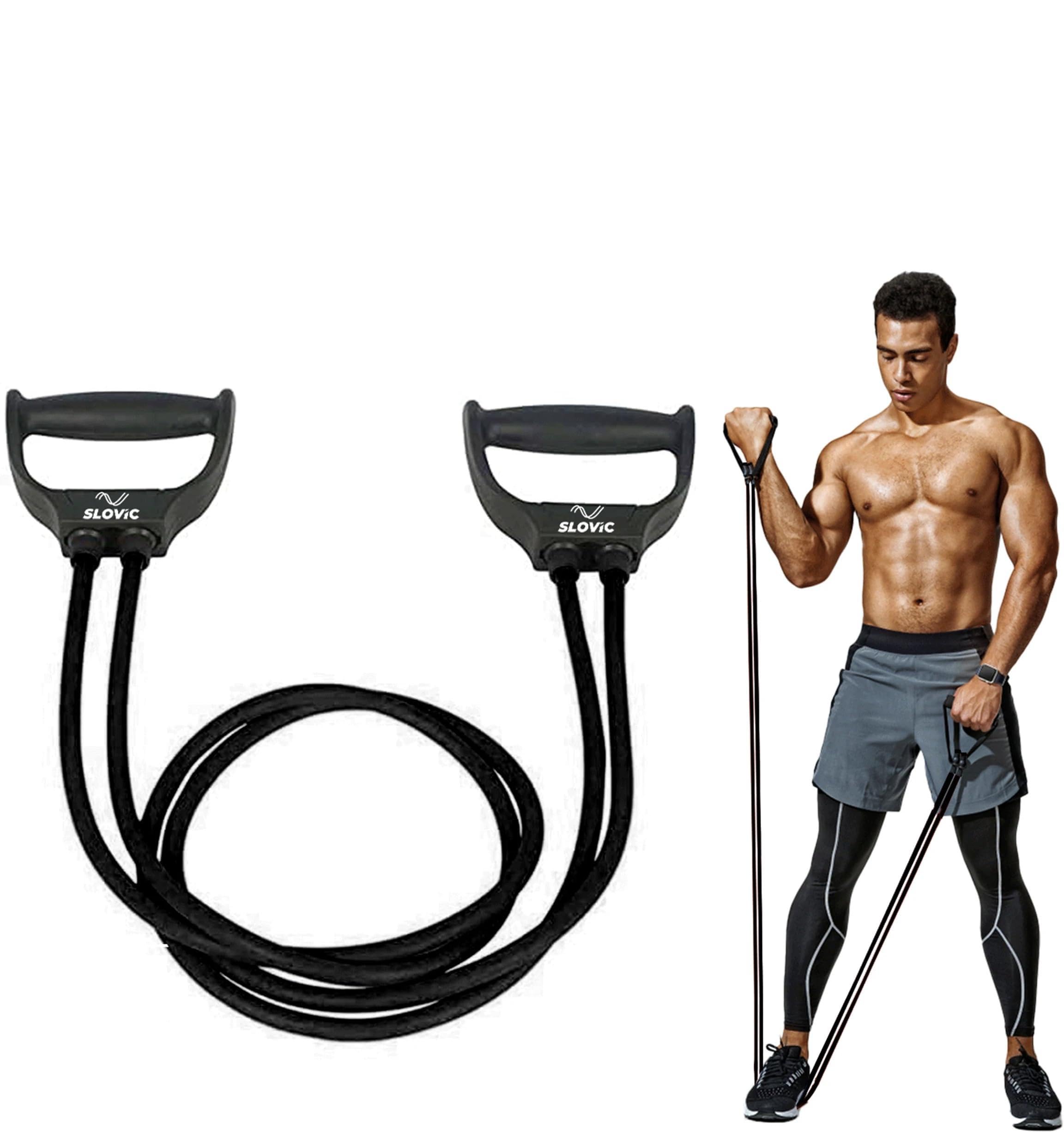 SLOVIC Resistance Tube for Men & Women [Black 25kg] | Double Toning Resistance Tube & Exercise Bands for Workout | Gym Equipment for Home Workout | Natural & Unbreakable Rubber-picture-25