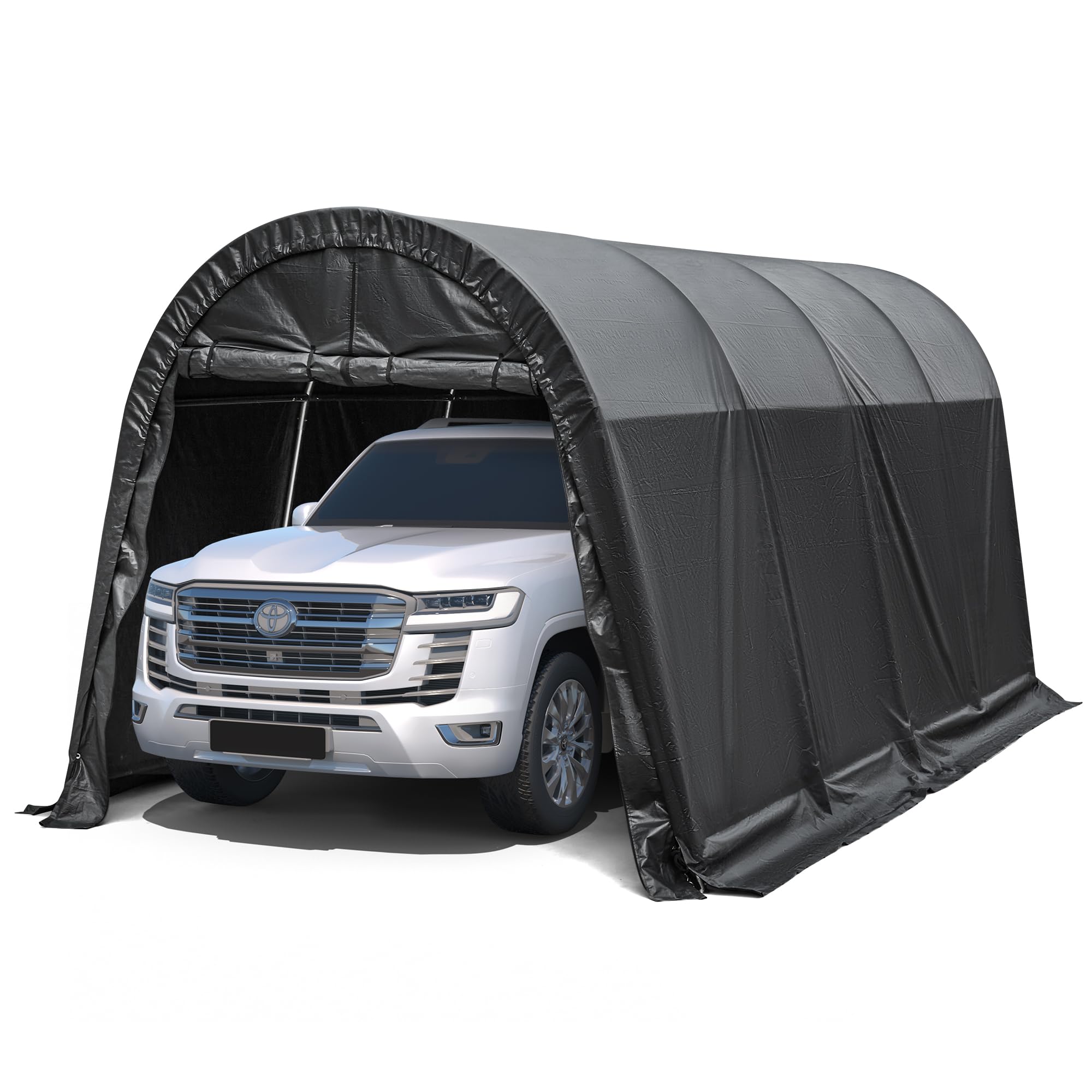 MELLCOM Carport 10 x 20 FT Heavy Duty, Portable Garage with All-Steel Metal Frame and Round Style Roof, Anti-Snow Car Canopy Outdoor Storage Shelter for Car, Truck, Boat