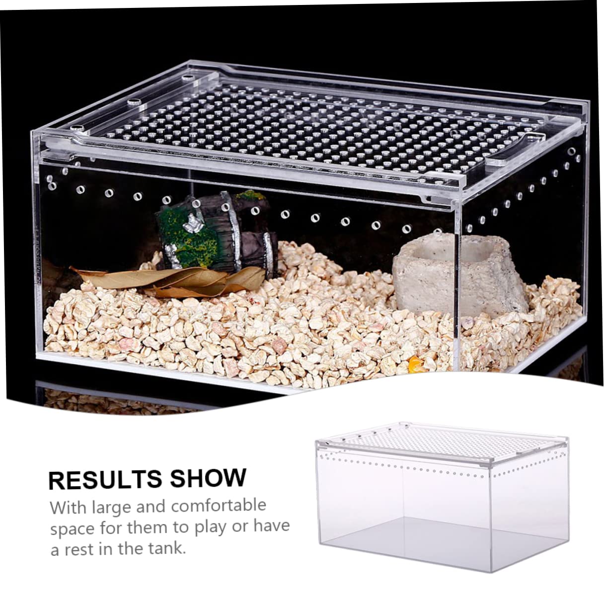 Caja de Cría Transparente Acrílica a Prueba de Fugas para Reptiles | Diseño Antiescape, Alimentación de Agua y Comida, Apta para Serpientes y Cangrejos Ermitaños