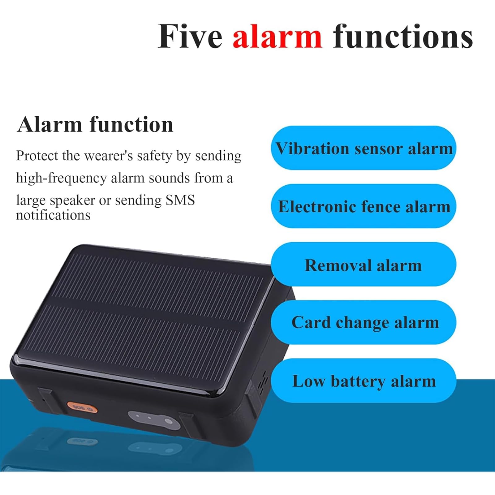 Rastreador Animales GPS, Dispositivo Antipérdida GPS Solar para Ganado,Ovejas Y Caballos,Capacidad 9000 MAh, 5Posiciones Y 5 Alarma,Monitoreo Voz,Consulta Multiplataforma,Alcance Ilimitado