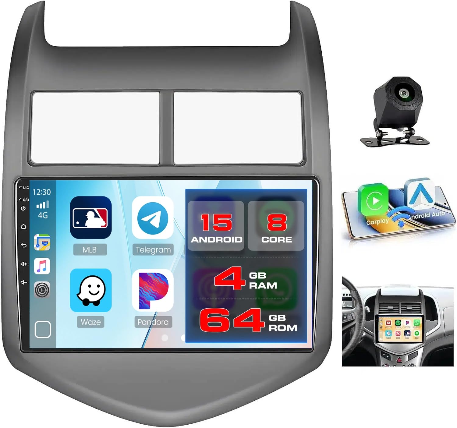 Android 13 Stereo for Chevy Aveo Sonic 2011-2015 with 4GRAM and 64GROM, 9 Inch 1280x720 HD Touch Screen GPS Navigation System, Wireless Carplay Android Auto 32EQ DSP SWC-image-11
