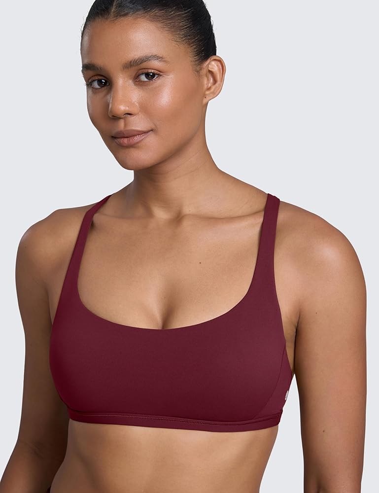 CRZ YOGA Naked Feeling Cross Back Sports Bras for Women - Strappy