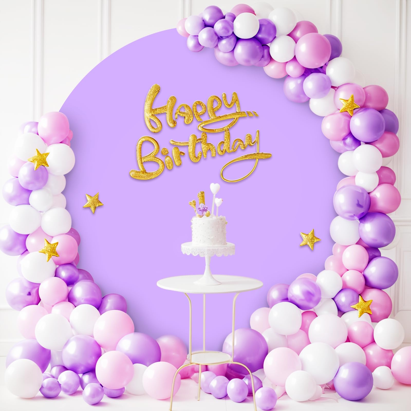Babenest 7.2FT Purple Round Backdrop Cover for Party, Two-Sided