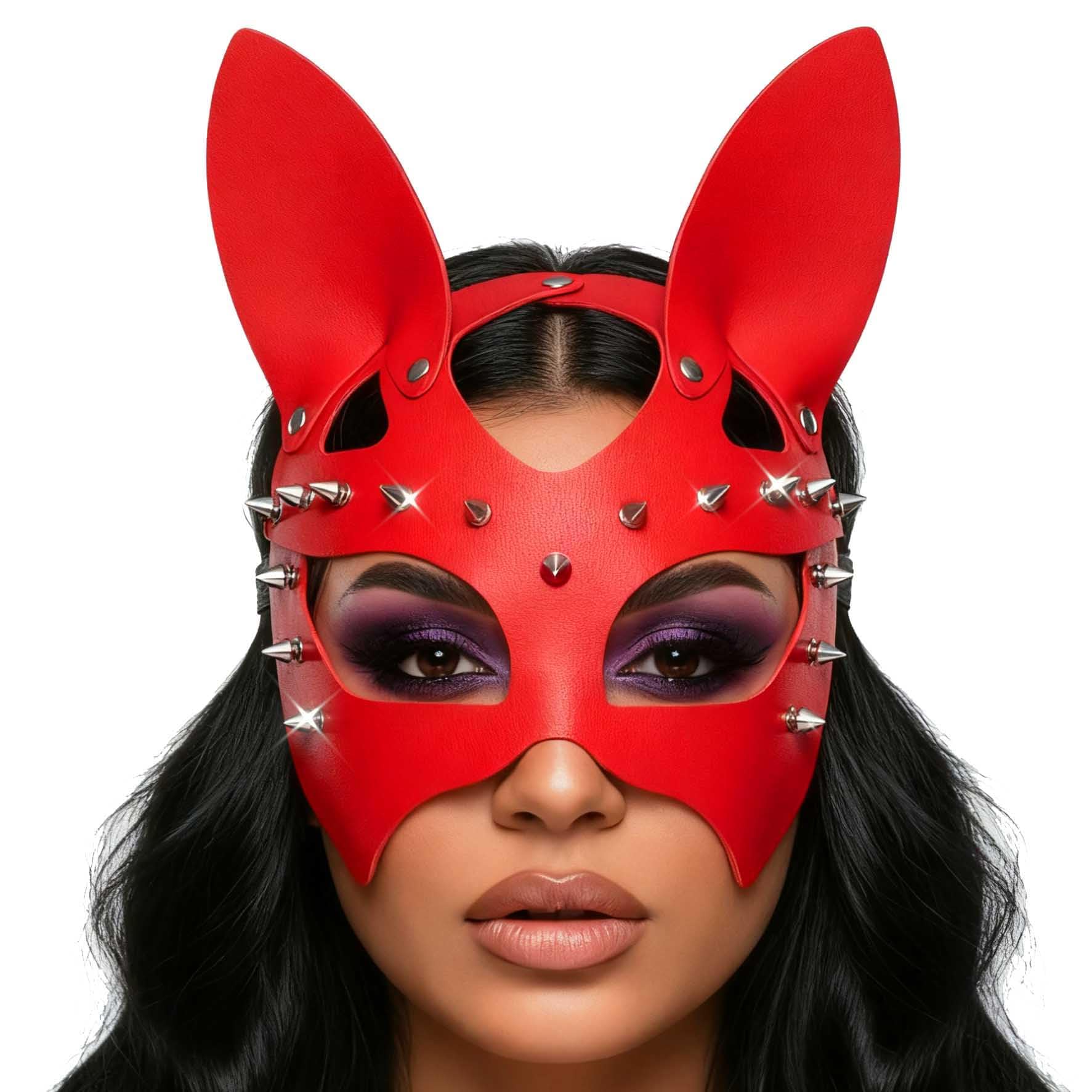 Fashband Leather Masks Rivet Masquerade Cat Mask Eye Covers Halloween Costume Eye Accessory