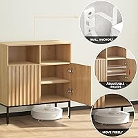 Vista 6 de Oxford Fluted Storage Cabinet, Sideboard Buffet Credenza with Doors, Accent Console for Living Dining Room, Entryway, Natural Oak