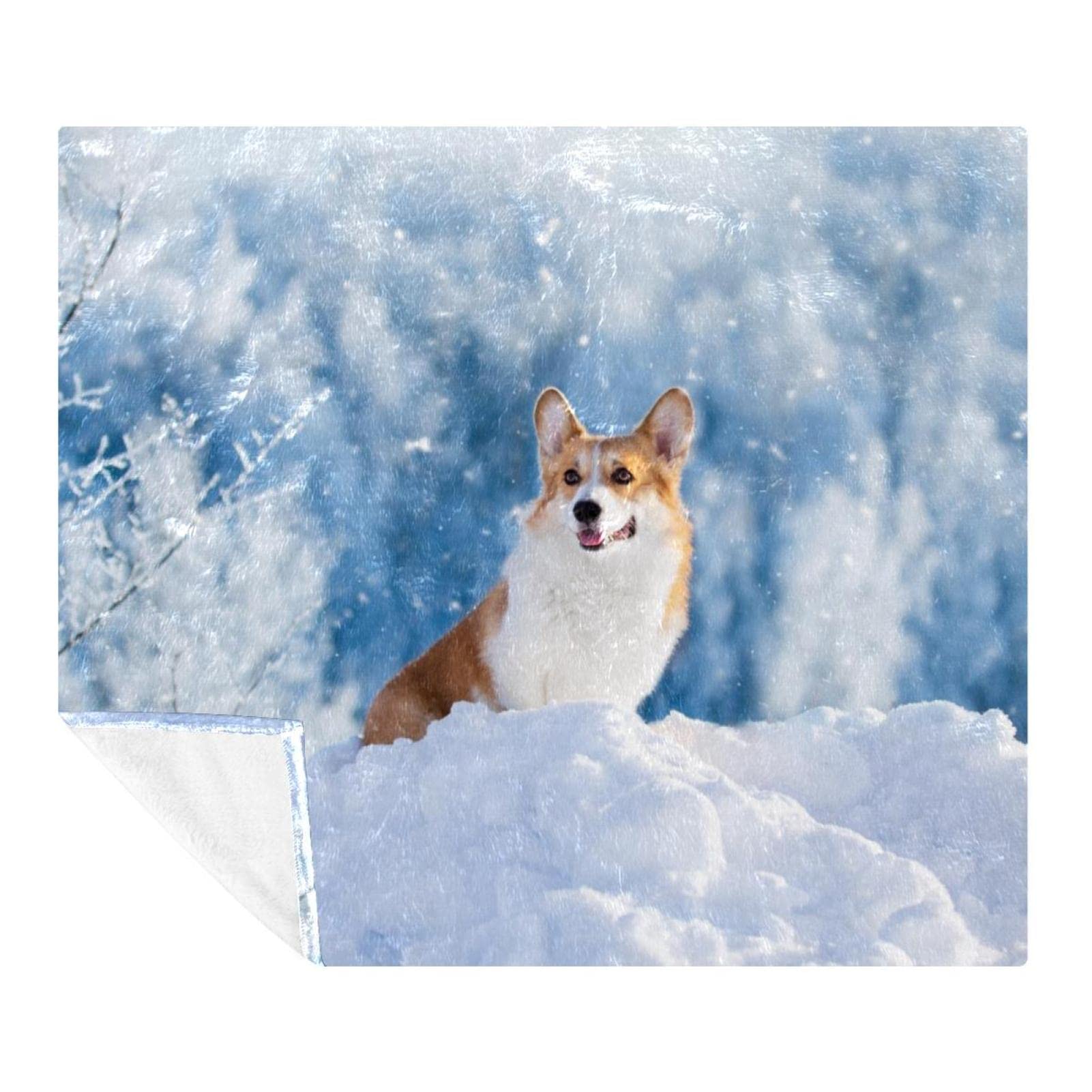 Couverture microfibre légère et chaude lit et canapé motif chien de forêt 150x130