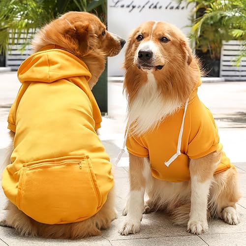 Miniatura 3 de Sudadera con capucha para perro, ropa para mascotas, sudadera con capucha básica con bolsillo para perros pequeños, medianos y grandes, amarillo, S
