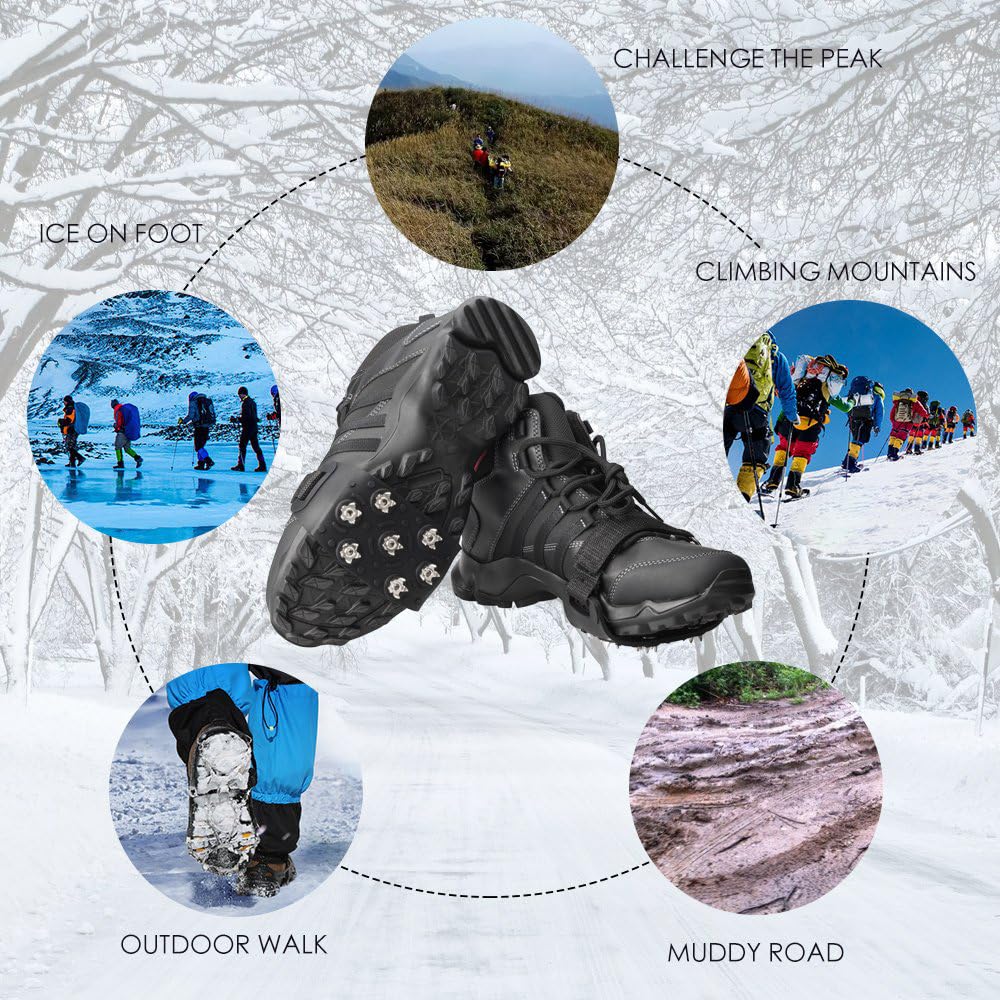 Ramponi da Ghiaccio Antiscivolo, 7 Punte Ramponi per Scarponi, Rampone da Montagna, Ramponcini Scarpe Trekking, per Spalare la Neve, Escursionismo, Caccia, Lavoro all'aperto