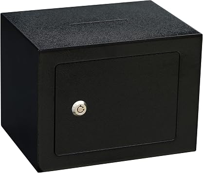 ELLAIG Safe Box Small Safe Money Cash Safe Keys Gun Safe 6.7"D x 9.05"W x 6.7"H 0.24 CuFt Mini Security Lock Safe Boxes for Coin Home Office Hotel Rooms Business Jewelry Gun Black