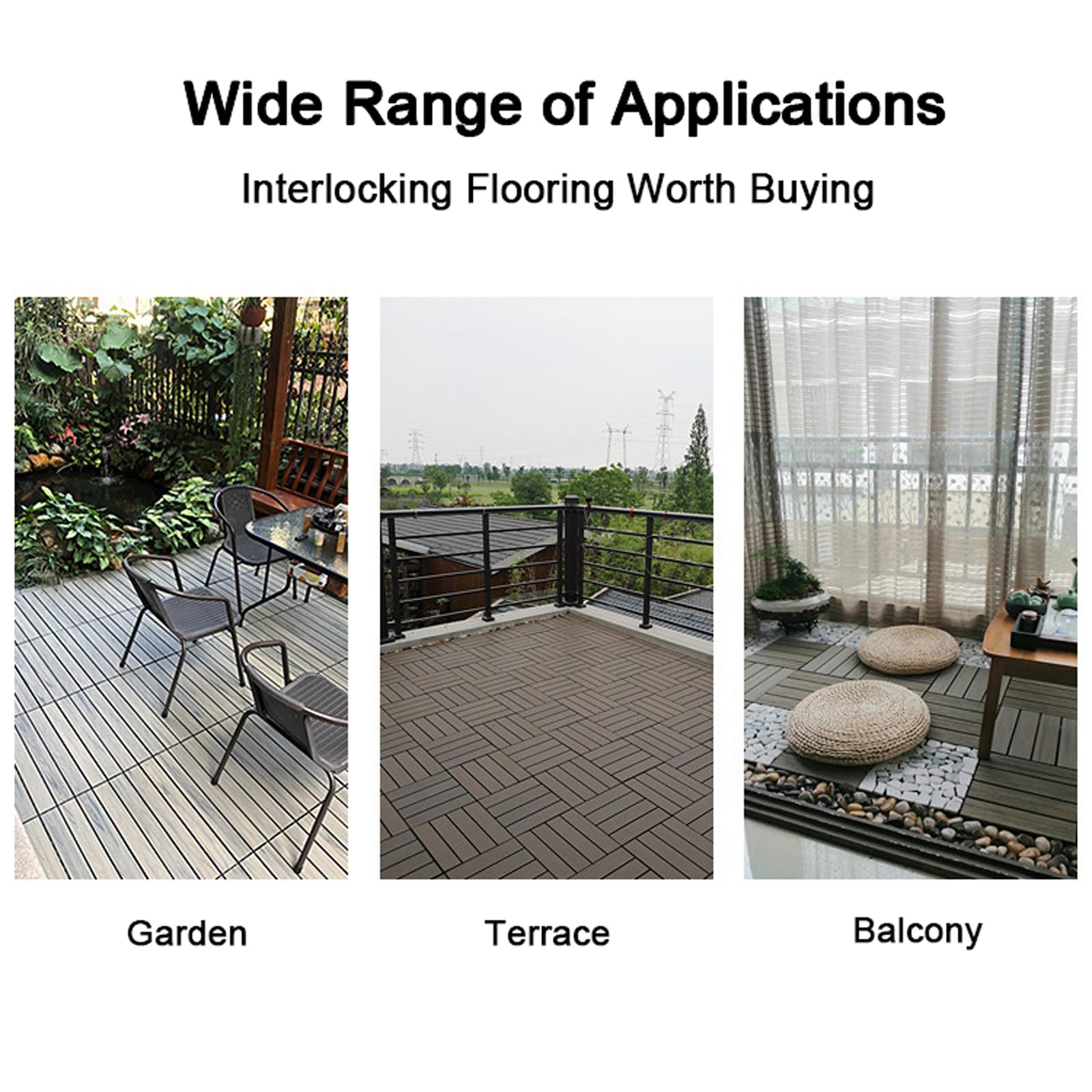 Dalles de Terrasse Emboîtables, Revêtement de Sol Extérieur en Composite WPC, Lames de Terrasse Résistantes aux Intempéries pour Jardin, Patio et Balcon(Size:5pcs,Color:Café)