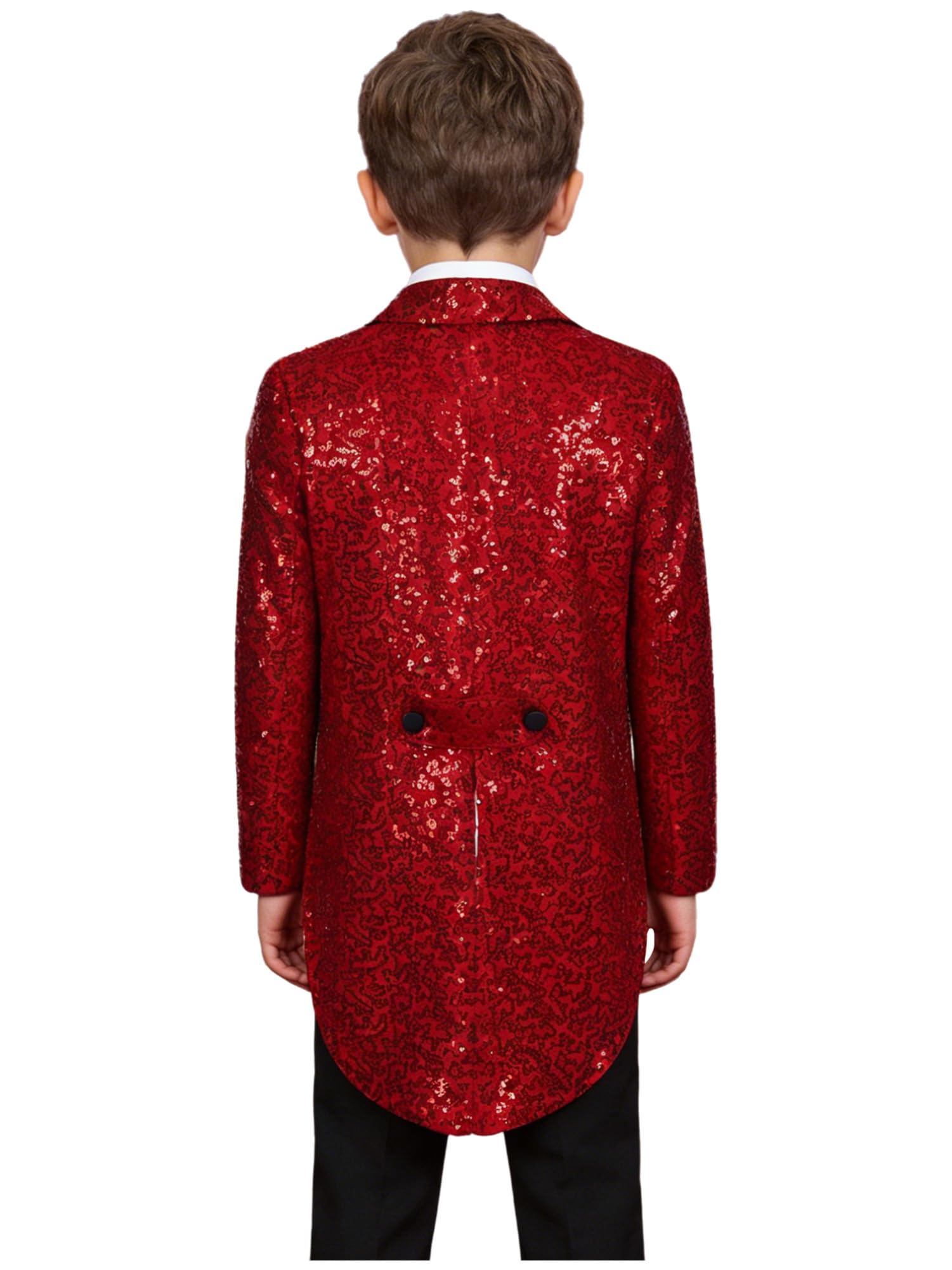 IEFIEL Esmoquin de Lentejuelas para Niño Chaqueta de Fiesta Vestir Formal de Boda Cóctel Chaqueta de Mago Disfraz de Fiesta Carnaval 5-16 Años Borgoña 13-14 años