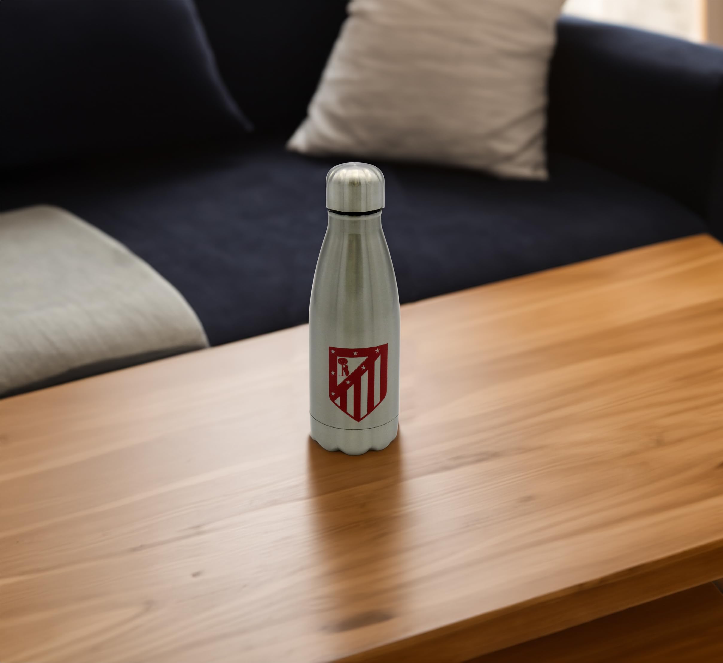 CyP Brands - Atletico di Madrid, bottiglia, bottiglia d'acqua, tanica, borraccia color acciaio, prodotto ufficiale
