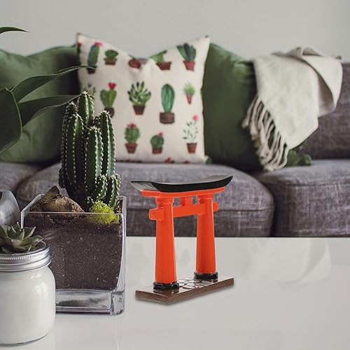 Miniatura 6 de Puerta Torii en miniatura, adorno de resina de estilo japonés, modelo de santuario sintoísta rojo para jardín zen, pecera, decoración del hogar, 3.5