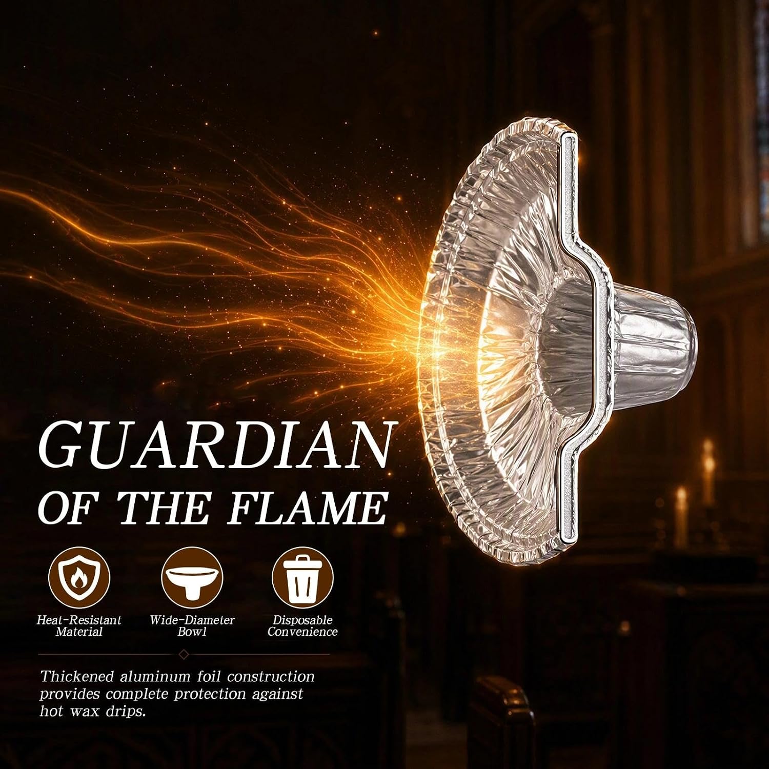 120PCS Disposable Foil Candle Drip Protectors for 7/8" Altar Tapers image 5